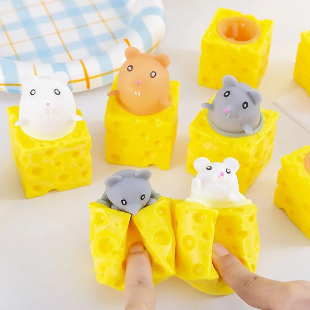 New PVC Cheese Mouse Decompression Toy Stress Relief Squeeze Squeeze Toy Toys Gift Pop Up Fidget Toys