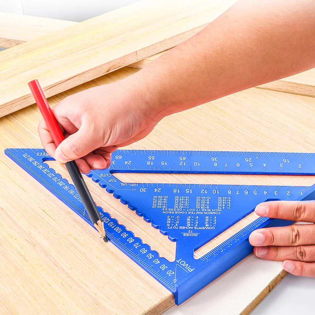 

12 inch Metric Angle Ruler Aluminum Alloy Triangular Measuring Ruler Woodwork Speed Square Triangle Angle Protractor