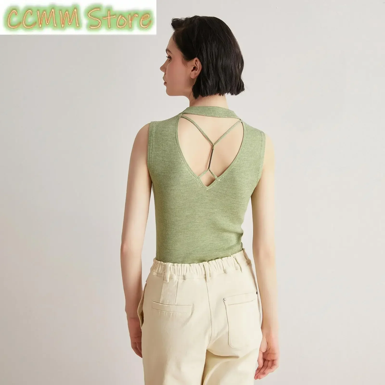 Summer Thin Women's luxury Brand Clothes High Quality Silk Merino Sweater Wool Knitted Vest For Ladies
