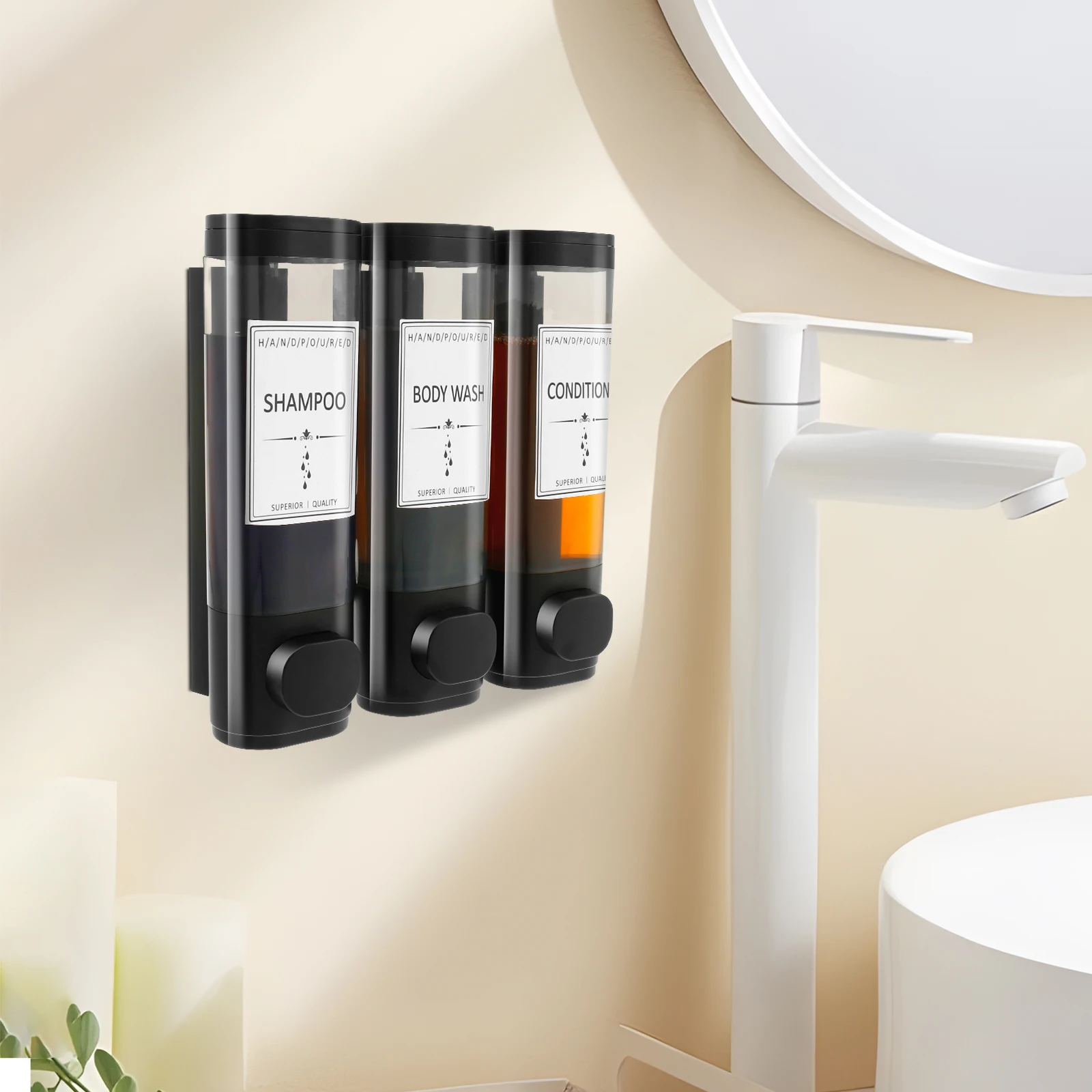Wall Mounted Soap Dispenser Bathroom Shampoo and Conditioner Shower Gel Dispenser Container Bottle for Bathroom Kitchen Hotel