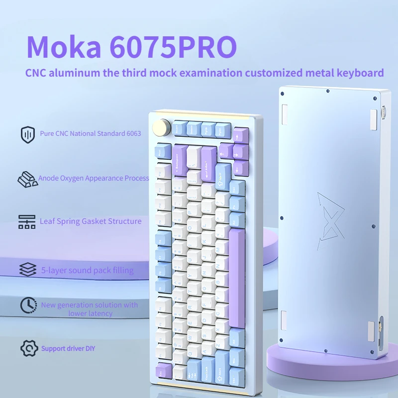 

MK 6075Pro Wireless Custom Mechanical Keyboard Aluminum Kits Hot Swap Wired Gaming Keyboard RGB Gamer Gasket Keyboard with Knob