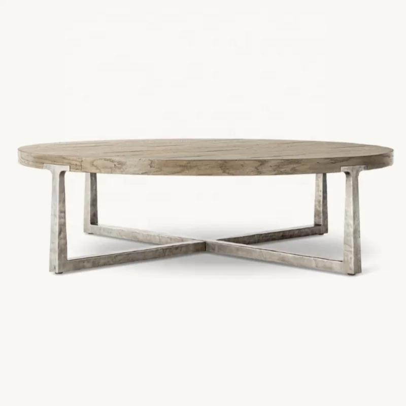 ！@Exquisite High-grade Metal Forged Wooden Coffee Table Villa Club Home Club Can Customize Export Living Room Furniture