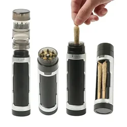 3 in 1 Portable Cigarette Case with Horn Tube Filling Machine Tobacco Grinder Rolling Paper Storage Tool Smoking Accessories