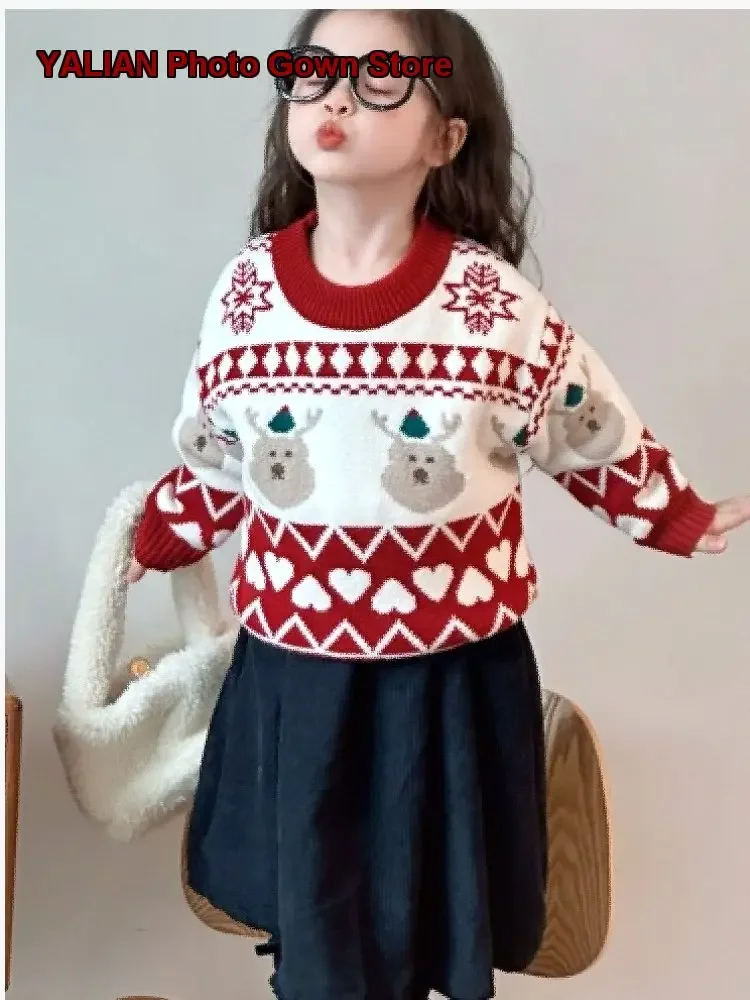 Girls Autumn Winter 2026 Thickened Knit Top Solid Color Fleece Lined Warm Base Layer Top Newborn Kids