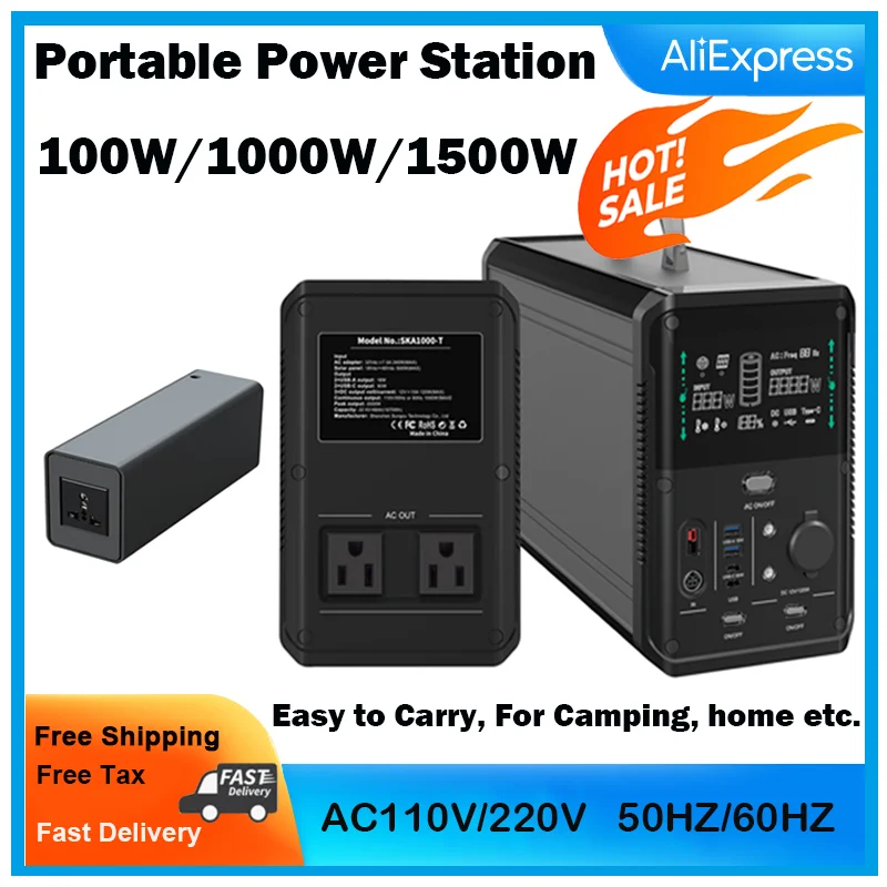 

100W/1000W/1500W Portable Power Station, Charging Stations,50Hz/60Hz,AC220V/110V, For Outdoor Camping, Easy to Carry