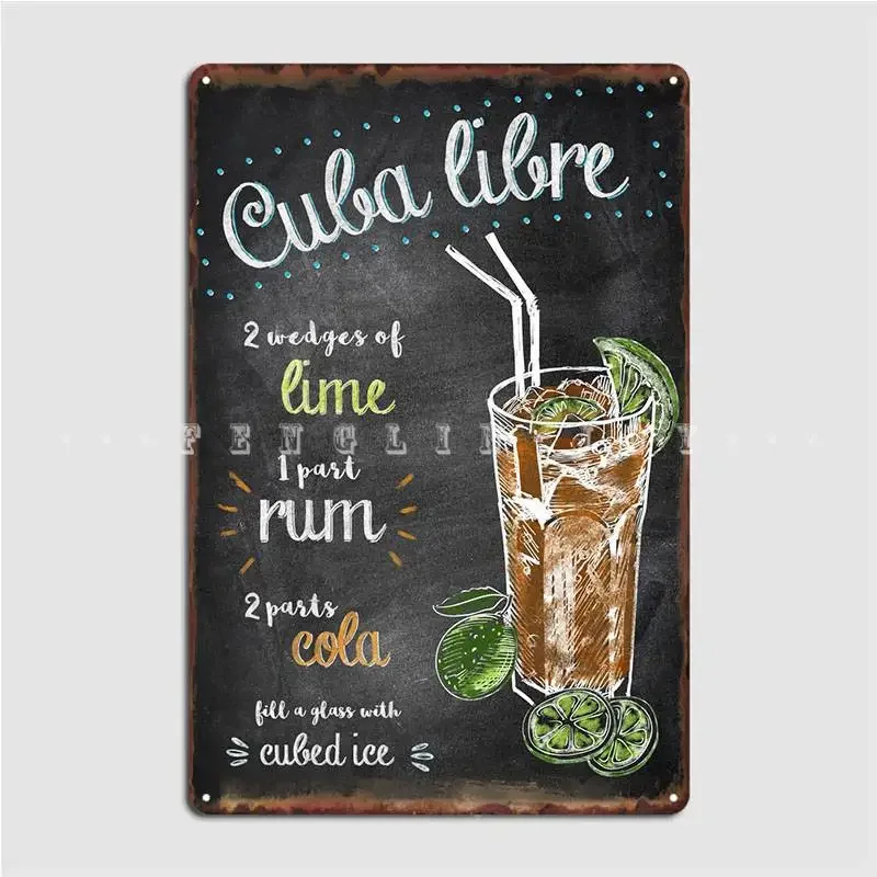 Cuba Libre металлический знак настенная роспись Настенный декор клубный бар дизайн жестяная вывеска плакат