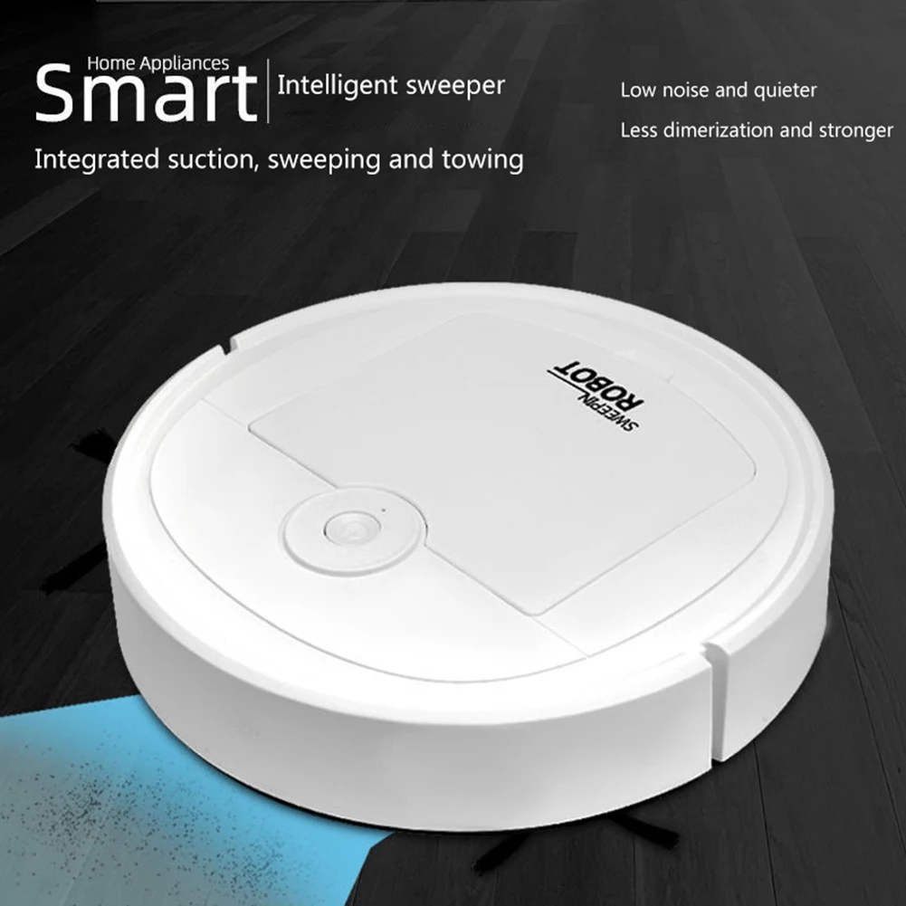 Robotic Vacuum Intelligent Low Noise Floor Sweeper Dust Catcher Carpet Cleaner ,White