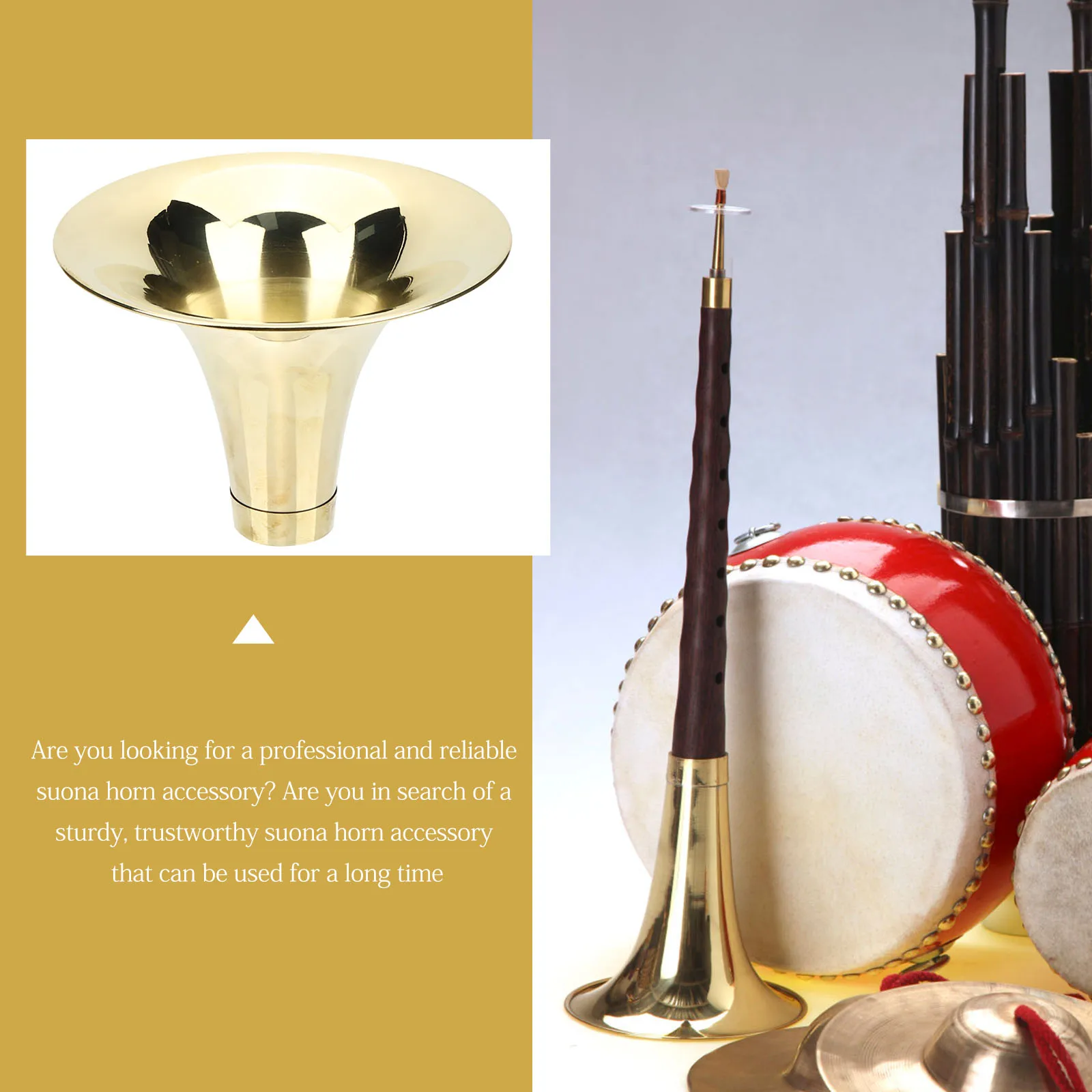 

Thickened Brass Suona Bowl Accessories C Key Horn Replacement Parts Music Instrument Maintenance Easy Install Practical Suona