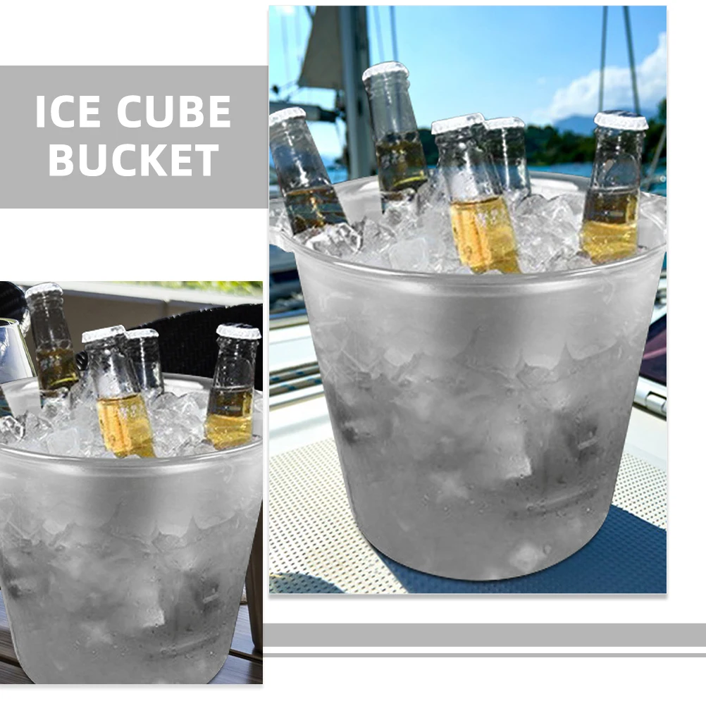

Ice Bucket Beer Barrel Small Transparent Plastic Bucket Wear Resistant Reusable Lightweight Portable Drink
