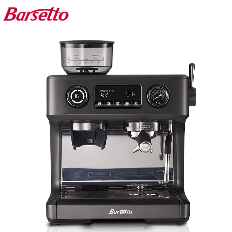 Barsetto V1 Espresso Machine Maker with Built in Grinder Milk Frother 20Bar Semi-automatic Italian Espresso Coffee Maker