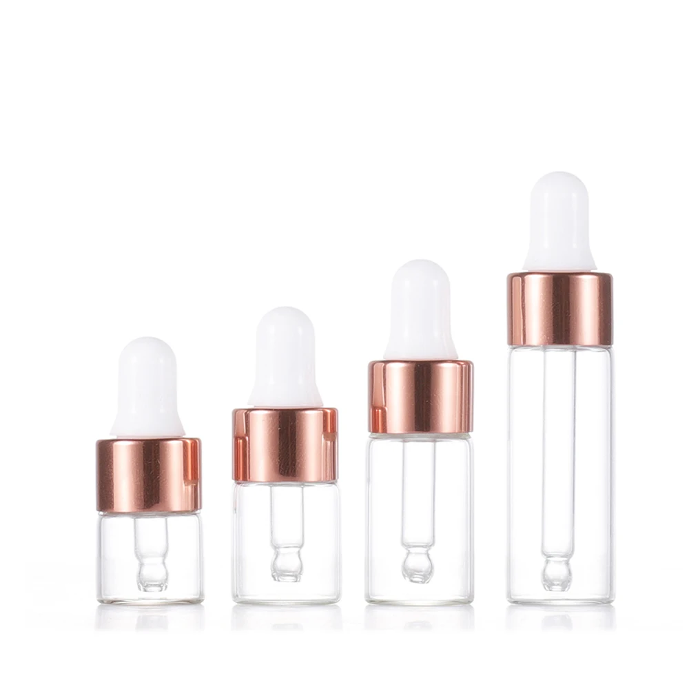 Glass Dropper Bottles 1ml 2ml 3ml 5ml Essential Oil Aromatherapy Bottle Transparent Sample Vial Empty Mini Cosmetic Containers