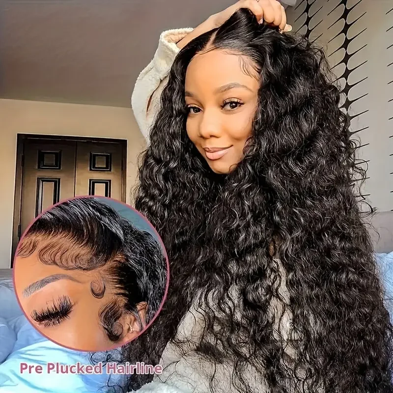 Gabrielle 30 Inch Deep Wave Hd 13x4 Transparent Lace Frontal Human Hair Wigs Brazilian Remy 13x4 Curly Front Wig For Women 180%