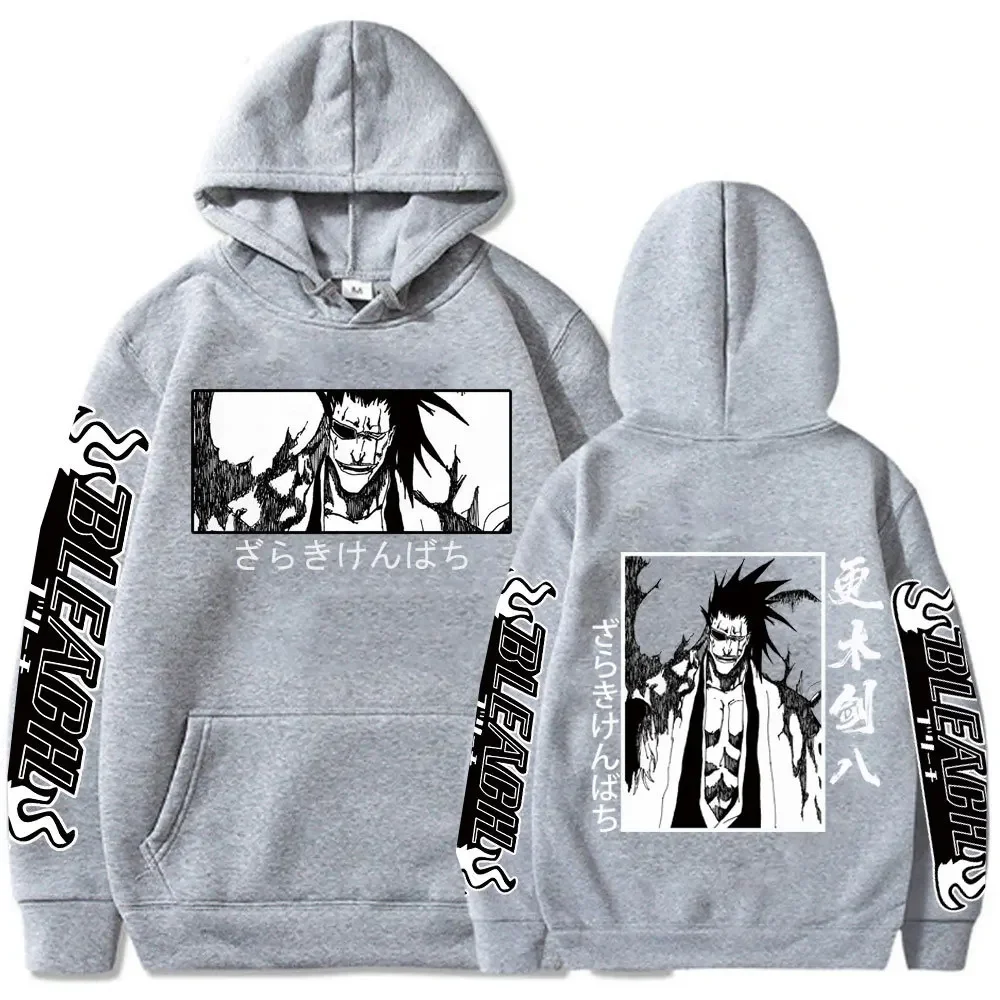 Japanese Anime Bleach Y2K Men Zaraki Kenpachi manga Hoodies Graphic plus size Funny Harajuku Cartoon Pullovers Male Sweatshirts