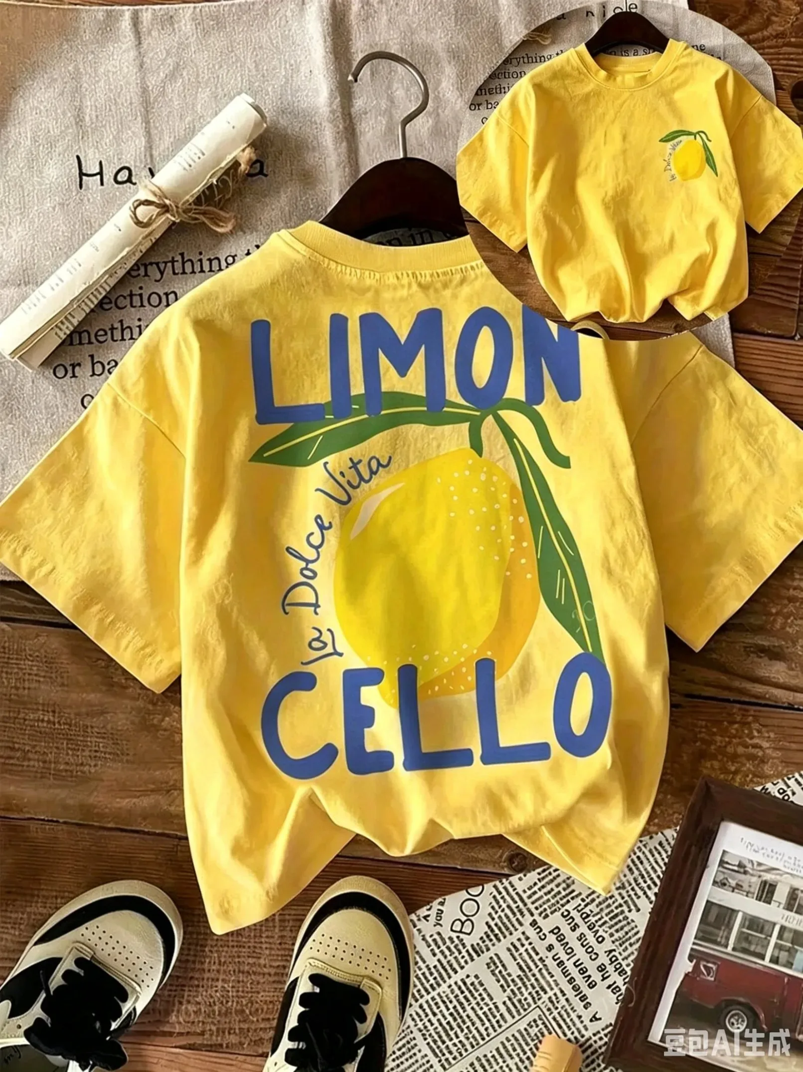 Neues Sommer-Baumwoll-T-Shirt für Kinder, lässiger Alltagsstil, atmungsaktiv und bequem, kurzärmelig, mit einem Cartoon-Zitronenmuster. – Detail 9