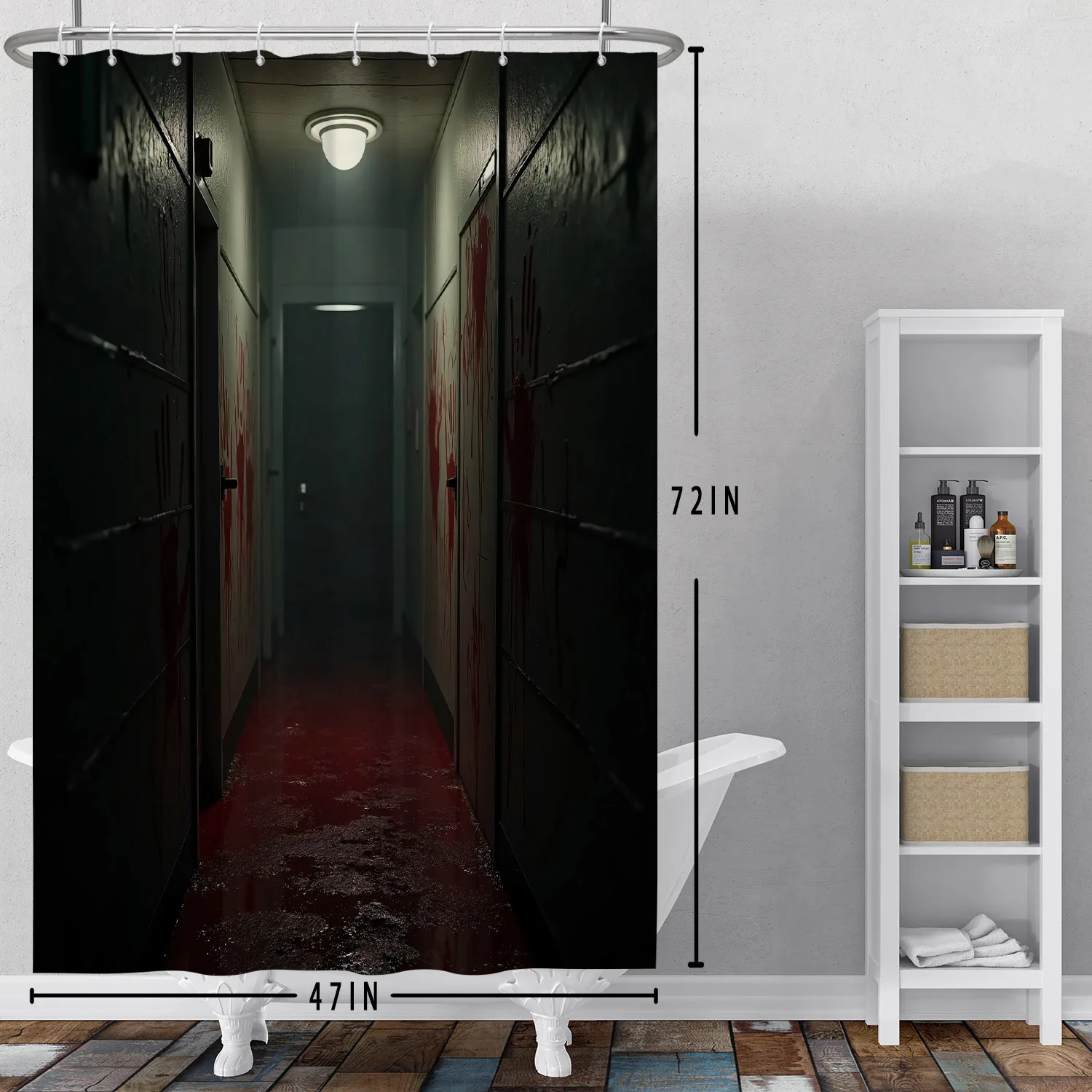 Halloween Horror Bathroom Decorative Shower Curtain Pumpkin Full Moon Night Haunted Abandoned Building Halloween Bath Curtains