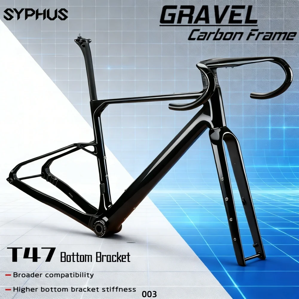 

Карбоновая гравийная рама Syphus T1100 T47, рама для гравийного велосипеда с дисковыми тормозами, комплект гравийной рамы UDH 700*50C