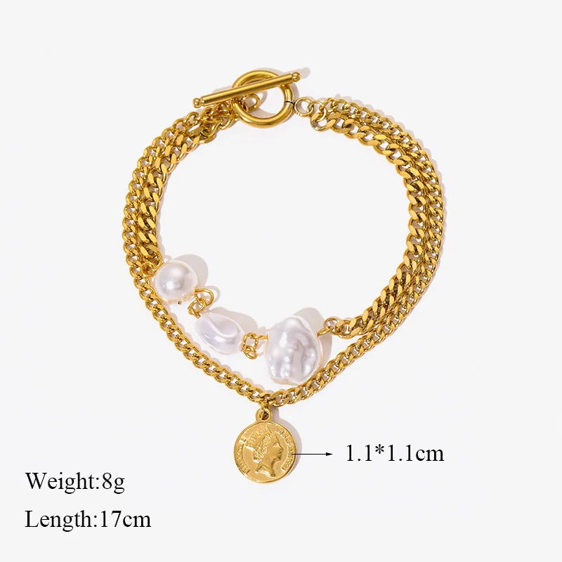GANPUP 316L Edelstahl Zarte Perle Seestern Charms Armband Für Frauen 2025, Textur Wasserdicht Handgelenk Kette Schmuck Geschenk – Detail 10