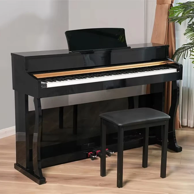 Weighted 88-Key Upright Piano Hammer Action Digital Piano Keyboard with Plastic 200 Rhythms & Tones Built-In Speaker for Adults
