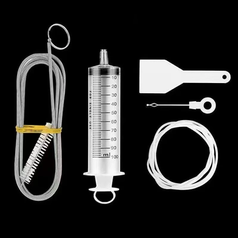 All-inclusive Cleaning Tools Set with Anti-Clog Feature - Brush, Hose, Syringe, Fridge Drain Hole Cleanser and More