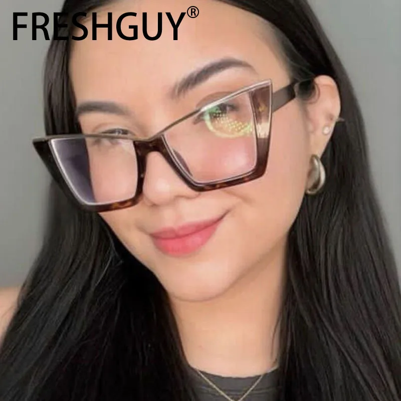 FRESHGUY-Lunettes optiques anti-lumière bleue pour femmes, lunettes à grande monture, vêtements individuels, nouvelle mode 2024