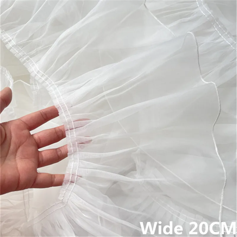 20CM Wide White Black Tulle Organza 3d Pleated Lace Trim Frilled Needlework Fringed Ribbon Dress Curtains DIY Sewing Cloth Decor