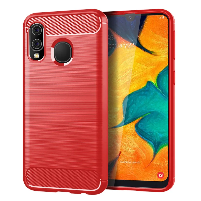 Soft Phone Case For Samsung Galaxy A40 Shockproof Silicone Case for Galaxy a40 Carbon Fiber Back Cover Coque Fundas