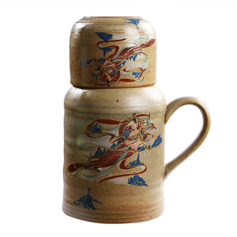 

Vintage Dunhuang Small Kettle Stewed Teapot Household with Lid Ceramic Teapot Flower Teapot Warm Water Kettle