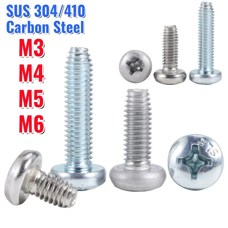 Phillips Pan Head Trilobular Thread Screw M3 M4 M5 M6 Tri-Lobular Thread Screws 304/410 Stainless Steel/Carbon Steel