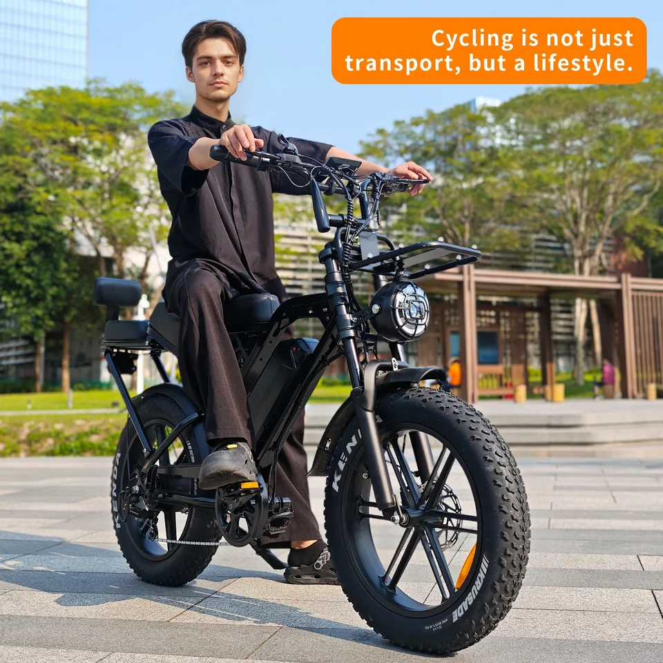 X80 Pro Adult Ebike 20-Inch Fat Tire Electric Bicycle: 1000W Motor, 48V 15Ah Large Battery, Hydraulic Brakes, 7-Speed Transmission, Front and Rear Suspension, Smart Display. Suitable for Urban Commuting, Mountain/Snow/ATV Riding. image 7