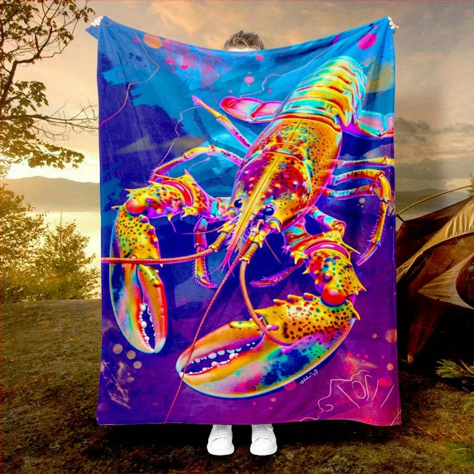 Tropical Shrimp Party Blanket Reversible Flannel Throw for Seafood Lovers AllSeason Comfort Ocean Fun Gift