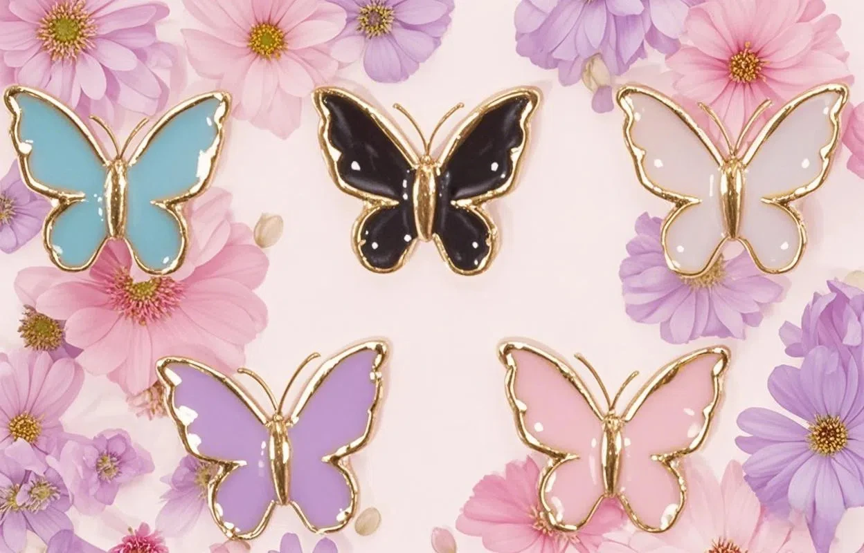 60pcs/box Alloy Enamel Mini Butterfly Nail Charms in Multiple Colors Irregular & Assorted - sized  Nail Decorations