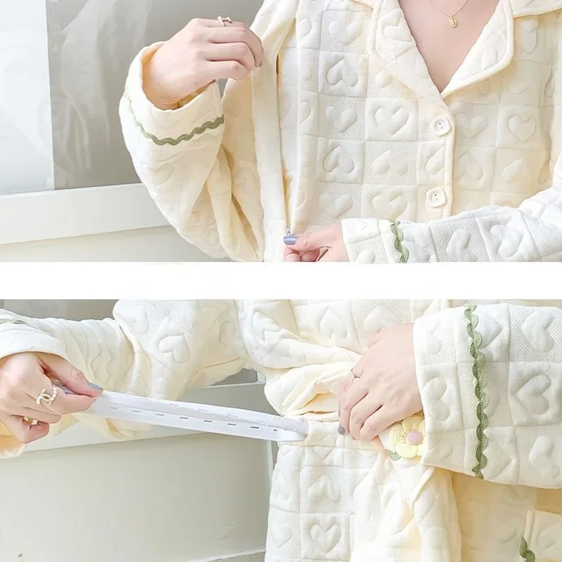 Air Cotton Confinement Clothes Winter Thickened Cotton Pregnant Women Pajamas Spring Autumn Adjustable Maternity Nursing Suits