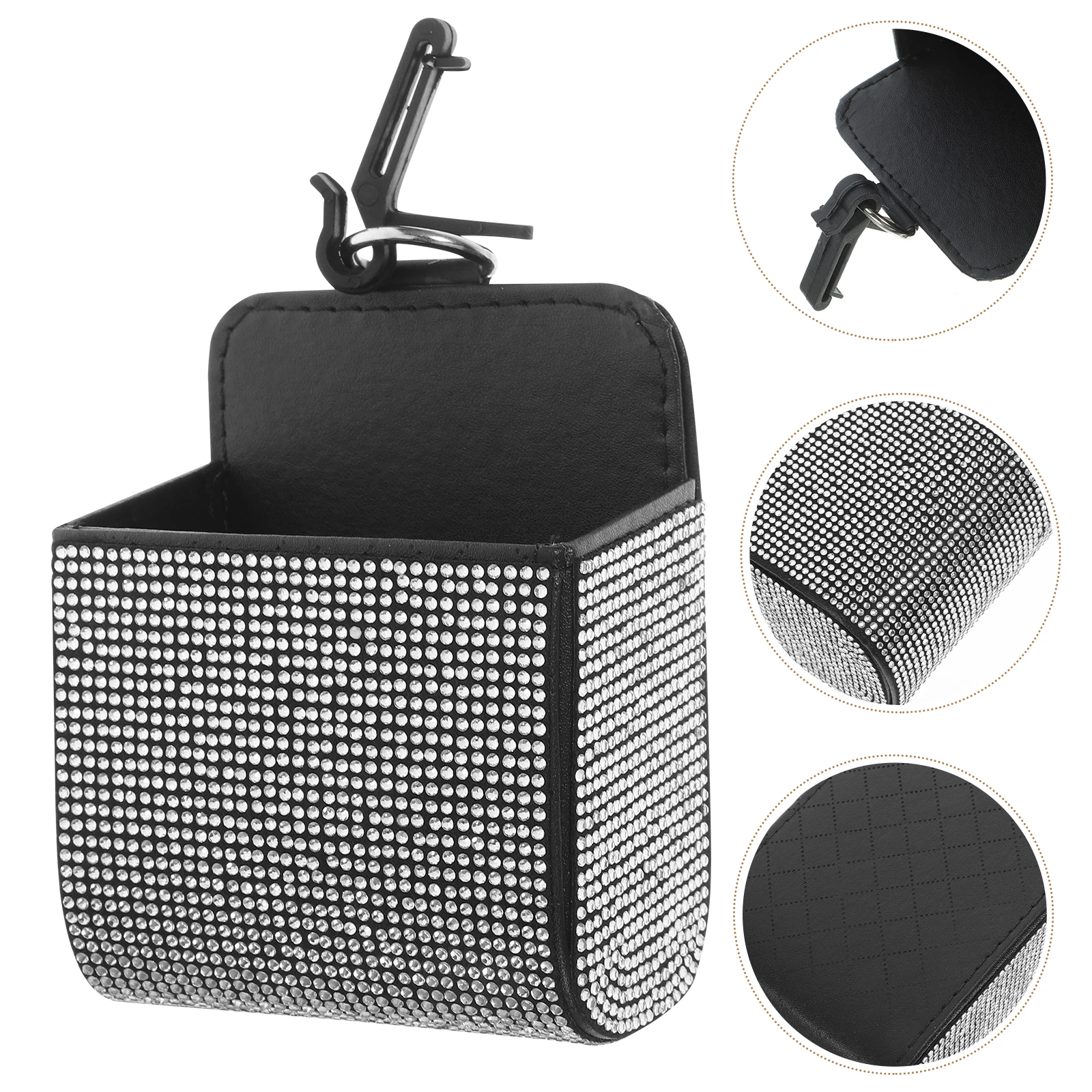 

Rhinestone Air Hanging Storage Organizer Car Pouch Large Capacity Durable Multi-Functional Vent Clip Bag For Phone