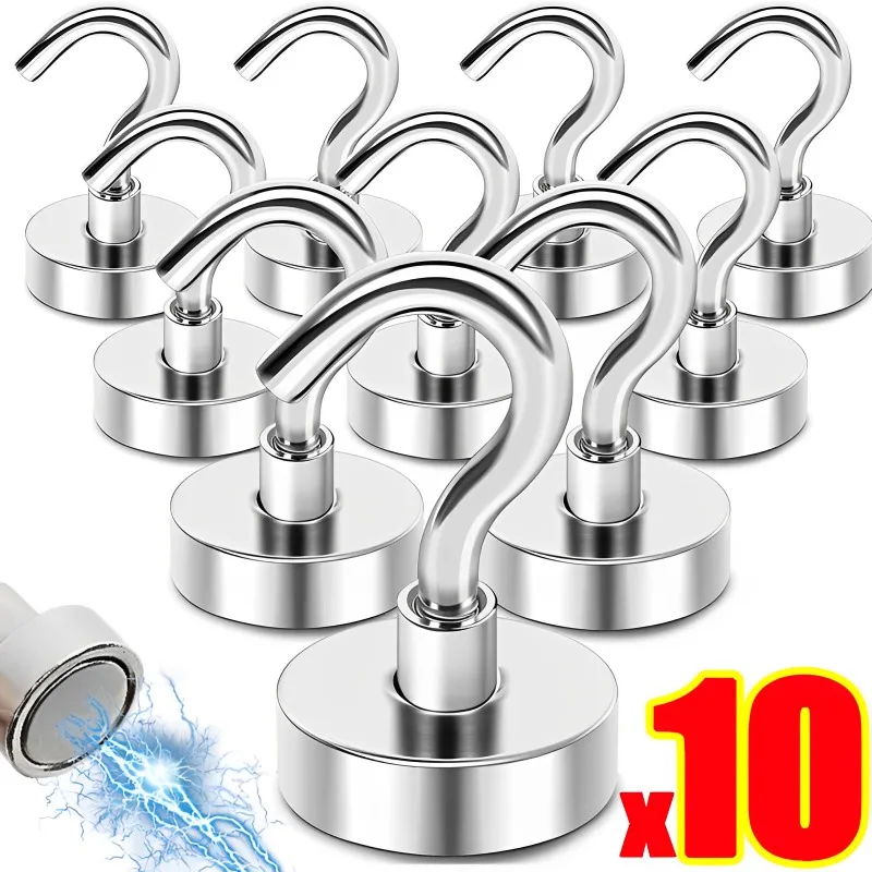 10/5/1PCS Powerful Magnetic Hook Wall-mounted Practical Load Bearing Hook Key Coat Cup Hanging Home Kitchen Storage Organization