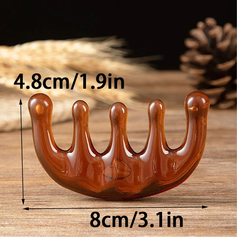 Resin Meridian Massage Comb Sandalwood Five Wide Tooth Comb Acupuncture Blood Circulation Anti-Static Smooth Hair