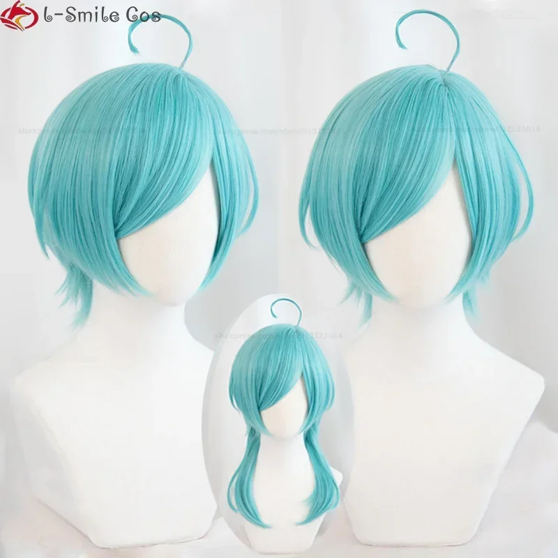 Game ES Cosplay Shinkai Kanata Cosplay Wig puka Short Blue Resistant Hair Shinkai Kanata Anime Wigs Wig Cap