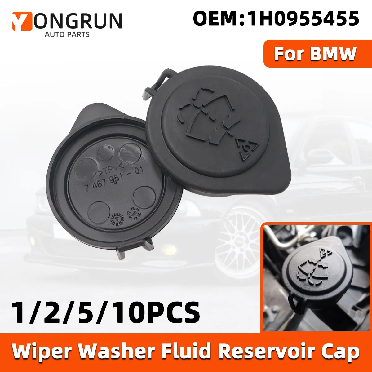 

YONGRUN 1/2/5/10pcs Car Windshield Wiper Cleaning Fluid Reservoir Bottle Cap 61667264145 Suitable For Bmw E46 E90 E88 E60 X3
