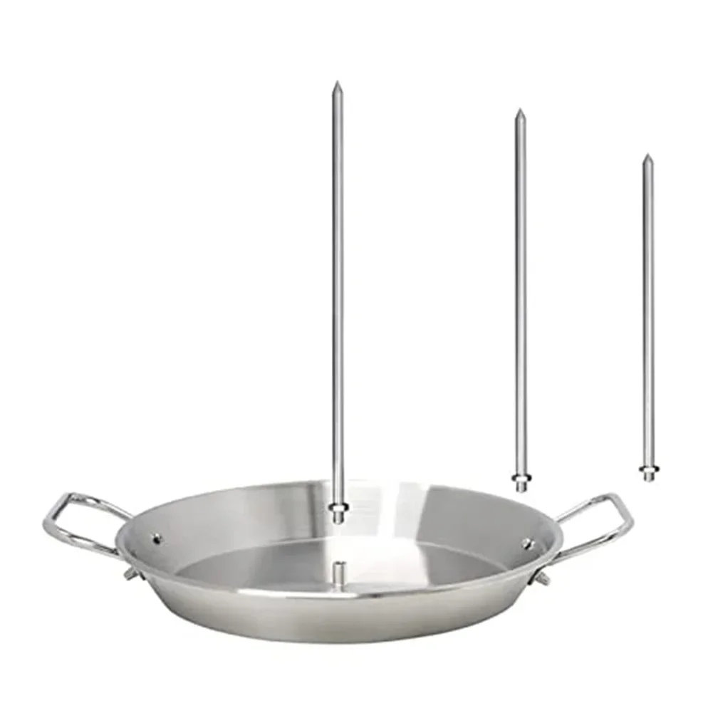 Stainless Steel Vertical Skewer for Grill BBQ Chicken Skewer with 3 Spikes for Rotating Grills and Shawarma Machines