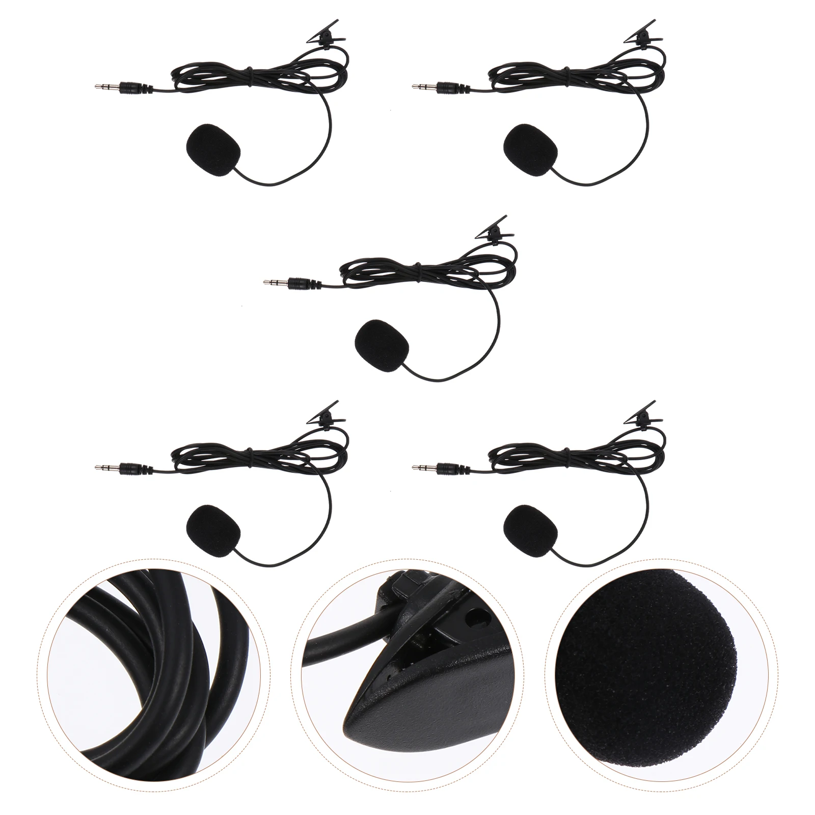 

5Pcs Professional Clip-On Microphone Set Portable Wired Mics For Phone Teaching Guide Interview