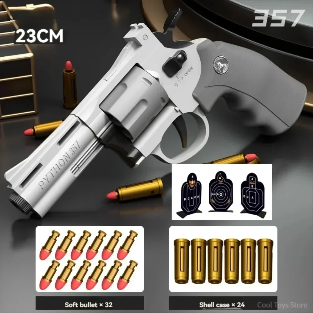 ZP5 357 Revolver Mechanical Automatic Launcher Continuous Firing Pistol Soft Dart Bullet Toy Gun CS Outdoor Weapon for Kid Adult