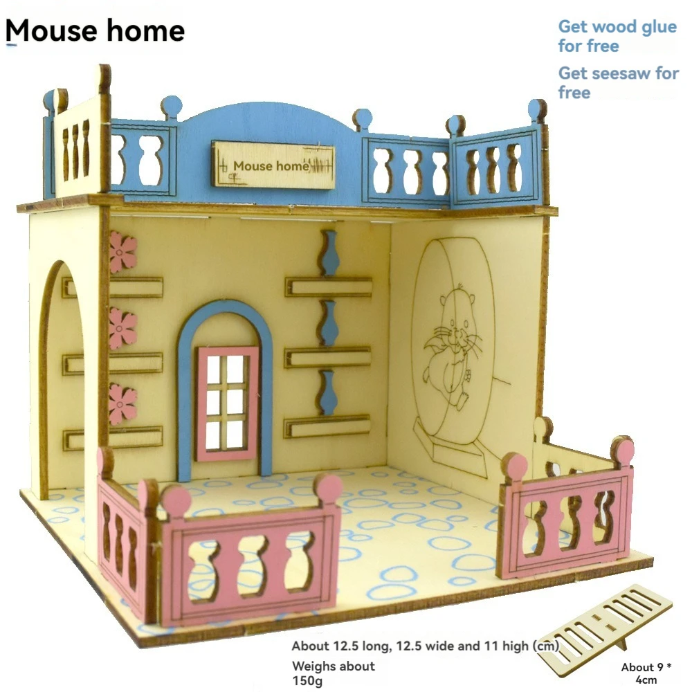 Wooden Hamster House Large 3-Tier Transformation Castle With Open Villa Design Small Pet Climbing Frame With Stairs For Hamsters