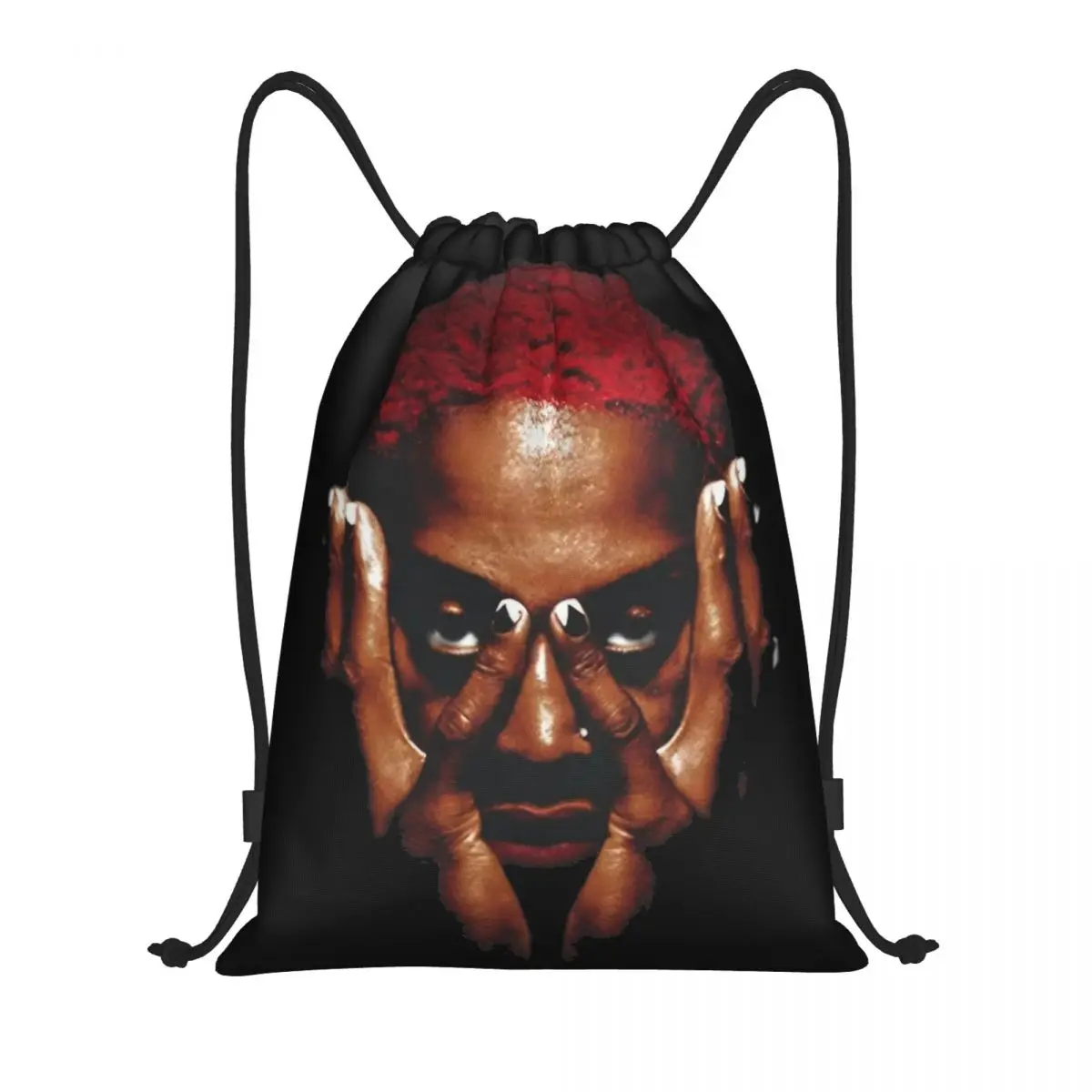 Retro Dennis Rodman Head Drawstring Backpack Gym Sports Sackpack Basketball Player String Bag for Running