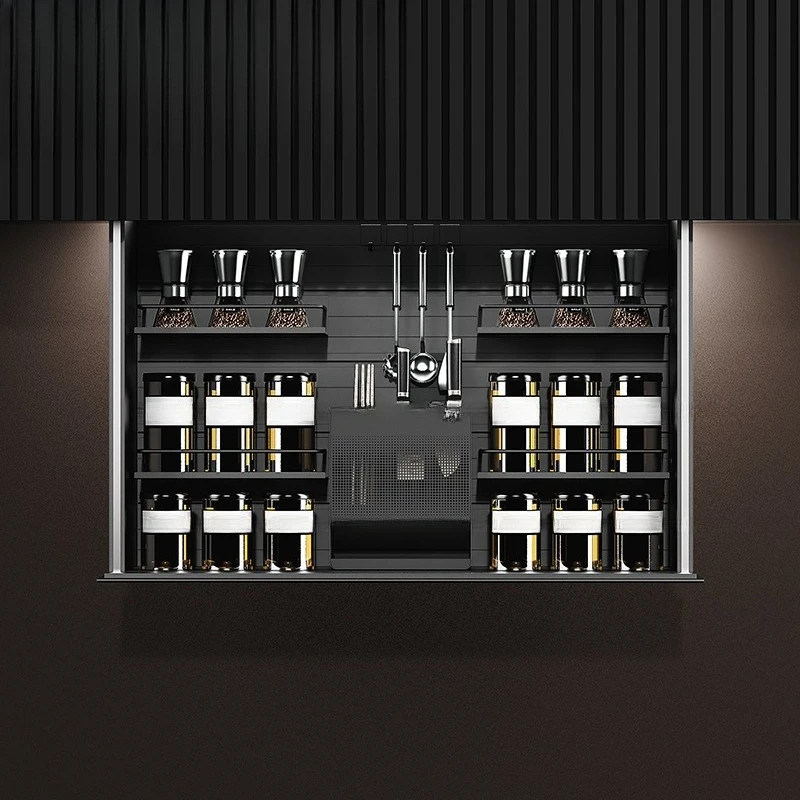 Electric hanging cabinet lift basket Automatic vertical pull-down seasoning rack Intelligent voice lift basket