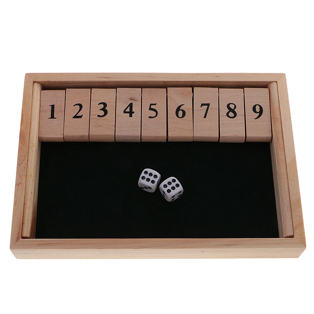 Wooden Shut The Box Board Game Set Number Drinking Games Party Club Family Game Kids Adults Funny Puzzle Game for 2 Players