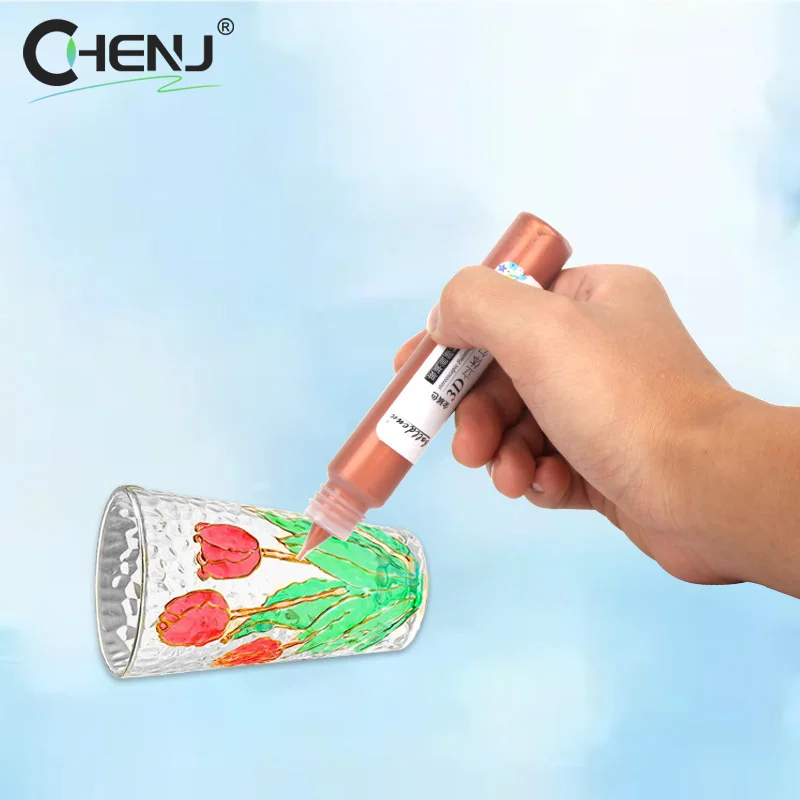 10/30ml Stain Glass Paint Sun-Resistant Glass Acrylic Paints 3D Hook Pen Waterproof Glass Paint Painting Aquarela Art Supplies