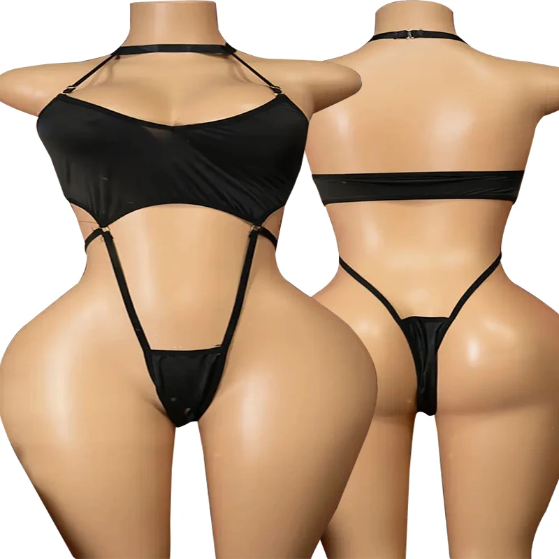 Cool Sexy Lingerie Set Porn Tights Women Lace Transparent Bra & Brief Set Erotic Costumes One Piece Bodysuit Sex Underwear Suits