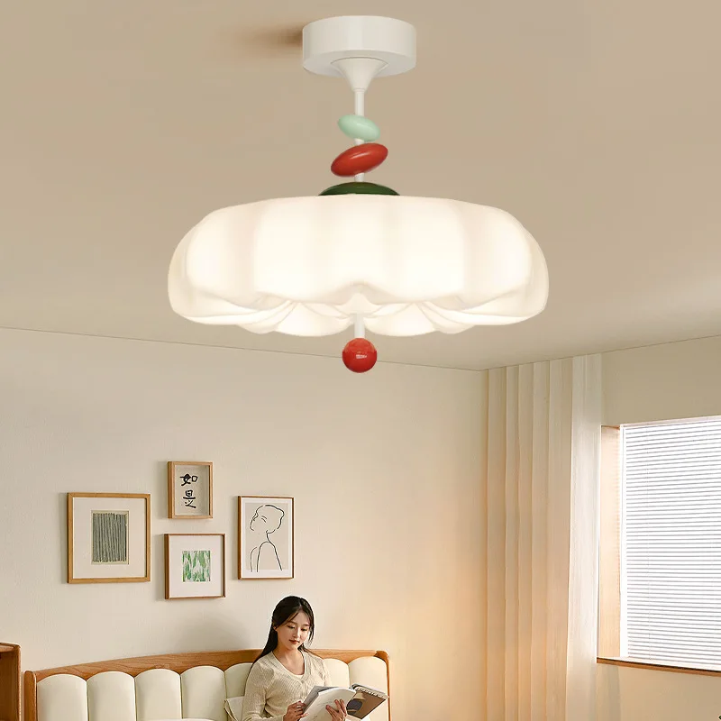 French Cream Style Eye Protection Acrylic Pendant Lights Bauhaus Minimalist Modern Romantic Bedroom LED Ceiling Lamps Fixtures