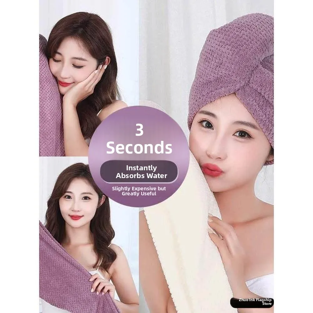 

Ultra Absorbent Quick Dry Women's Hair Cap No Blow Drying Bath Cap Adult Shampoo Towel Efficient Hair Drying Headwear