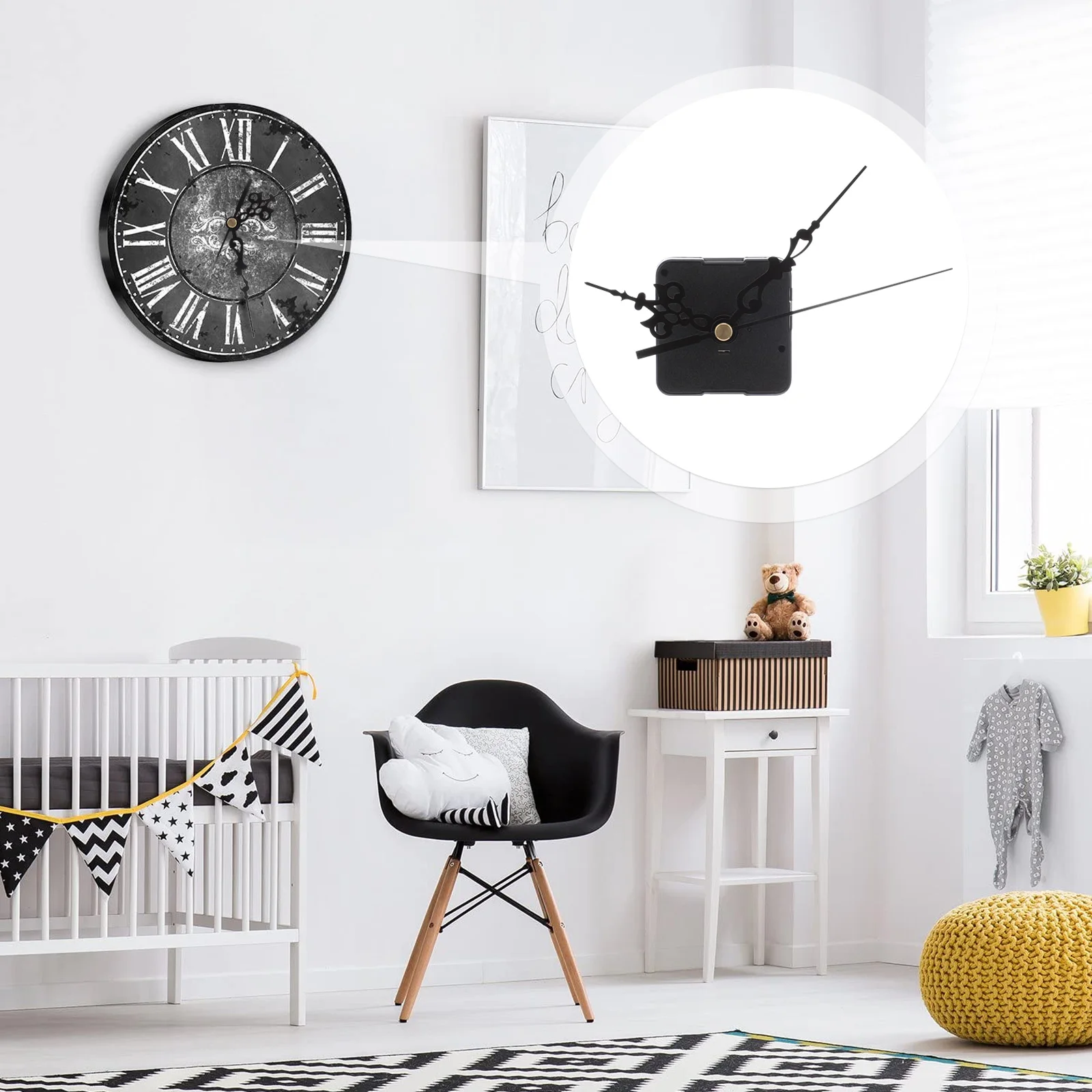 

4pcs Quartz Movement Kit Clock Mechanism Fittings For Diy Hanging Clocks Clock Parts Home Decor Supplies