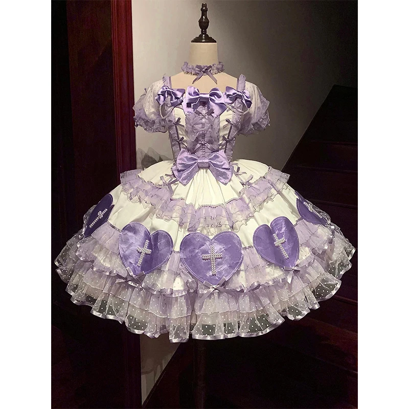 2025 جديد الصيف الفتيات المرأة سليم صالح أنيقة لطيف القوس فستان الأرجواني لوليتا فساتين لوري لو الحلو Kawaii فستان عيد ميلاد #1